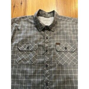 Orvis Men’s Short Sleeve Shirt. Button Down. Grey Plaid. XXL